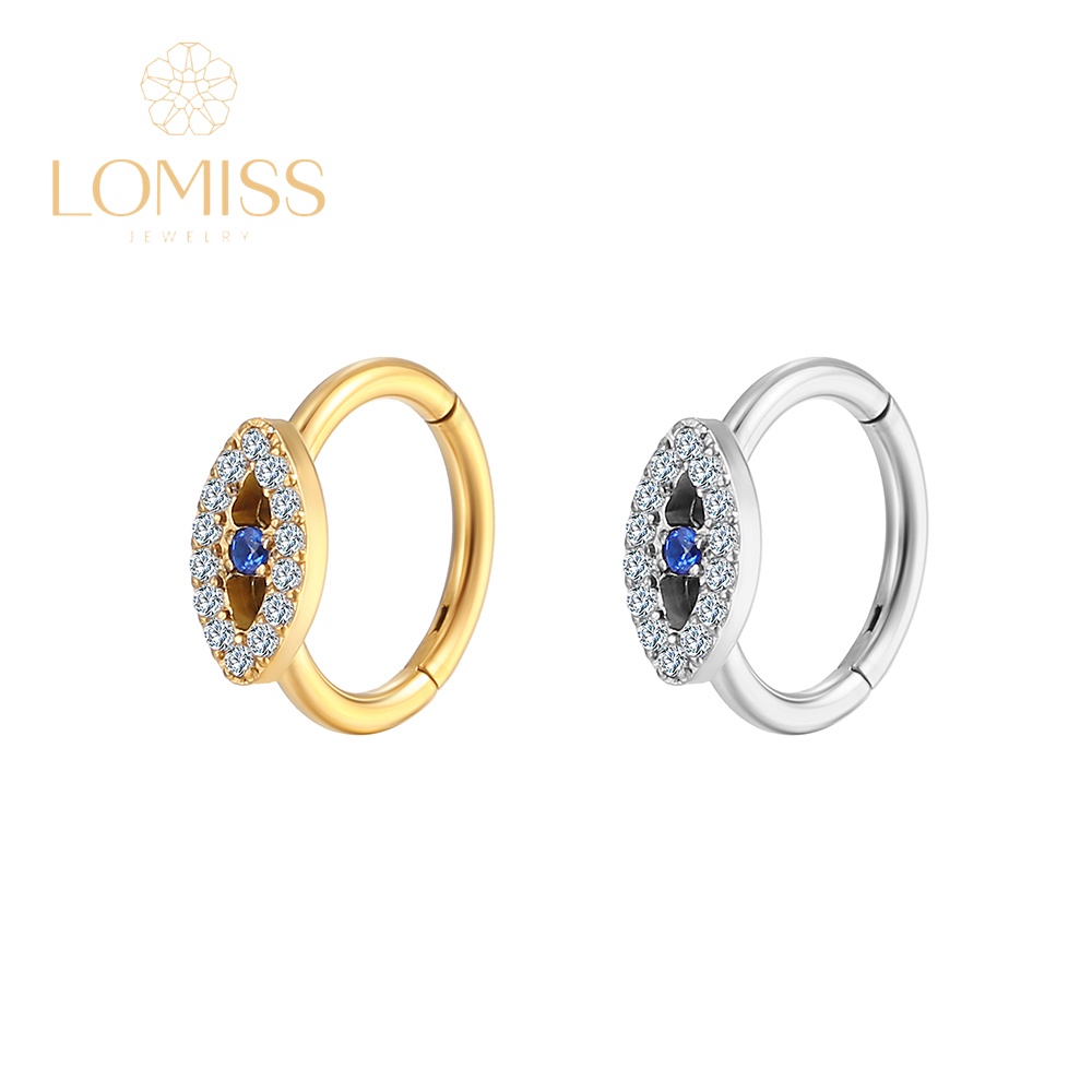 Piercing Argola Clik Aço Cirúrgico PVD Olho Zircônia Cravejada《Lomiss semijoias》 em Oferta na Shopee