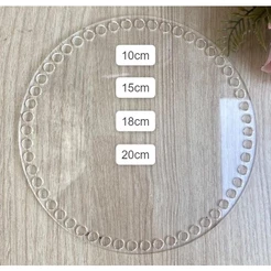 Base Acrílico Transparente Croche p/ Cestos Fio de Malha 2mm - 10 a 20cm Redondas