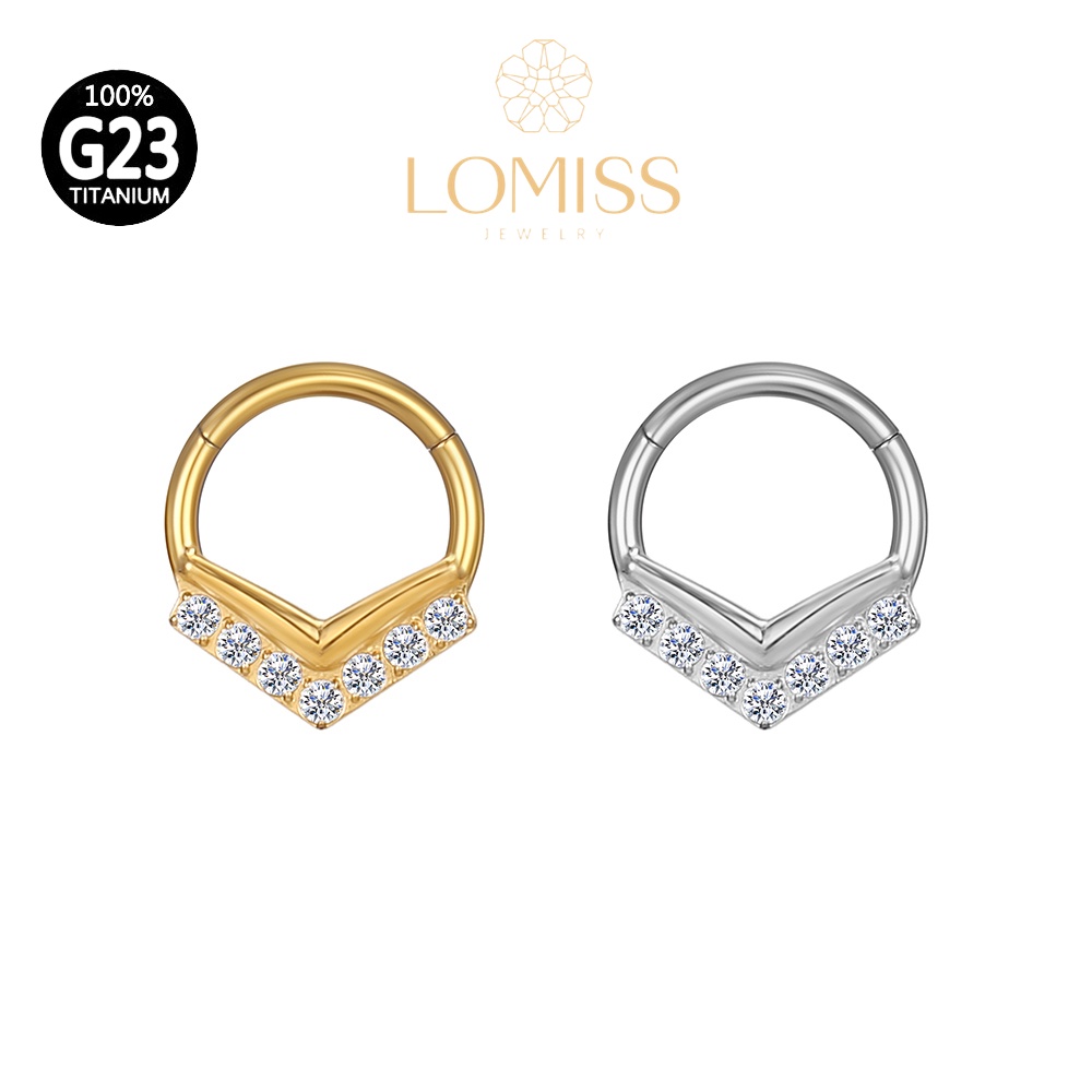 Piercing Orelha Nariz Argola Titânio PVD Clik Zircônia 《Lomiss semijoias》 em Oferta na Shopee