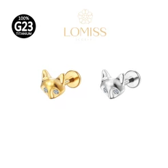 Piercing Helix Conch Labret Titânio PVD Zircônia Brilhante Forma Raposa