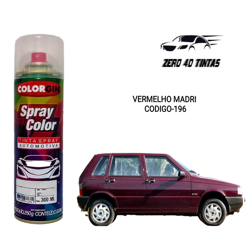 Vermelho Madri Fiat Brilhante Spray Automotivo 300ml Colorgin