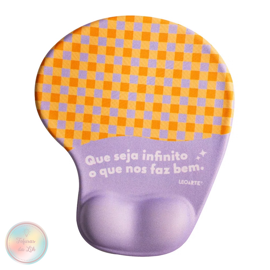 Mouse Pad Ergonômico Positive Vibes Quadriculado Leo Arte
