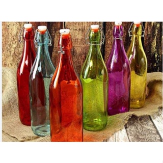 Garrafa de Vidro Colorida para água , suco , ou decoração 1 Litro. em Oferta na Shopee