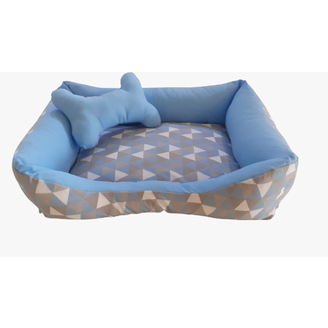 Cama Pet Caminha para Cachorro Cama lalavel Porte Grande + Ossinho Fundo Impermeavel Geometrico Turquesa