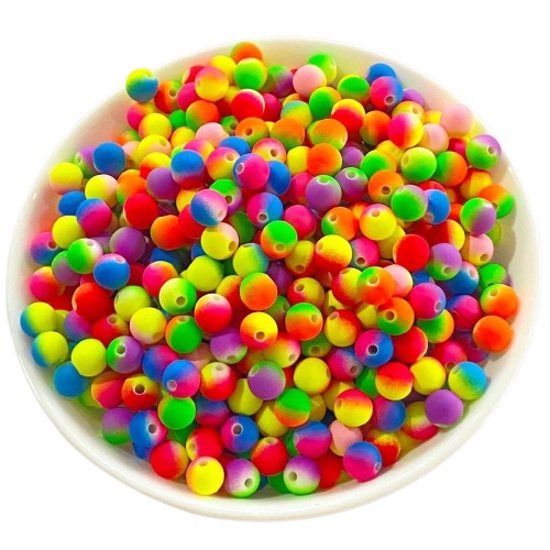 Miçanga Bola Conta Emborrachada 8mm Multicores Vivo Com 100 UNIDADES