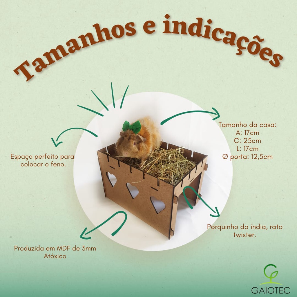 Casinha Para Porquinho Da Índia Com Porta Feno Toquinha De Porquinho da India