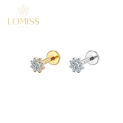 Piercing Labret em Aço Cirúrgico PVD com Flor de Zircônia《Lomiss semijoias》