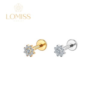 Piercing Labret em Aço Cirúrgico PVD com Flor de Zircônia《Lomiss semijoias》 em Oferta na Shopee