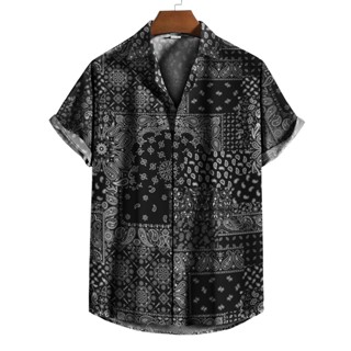 Camisa De Botão preta estilo bandana indiana tribal