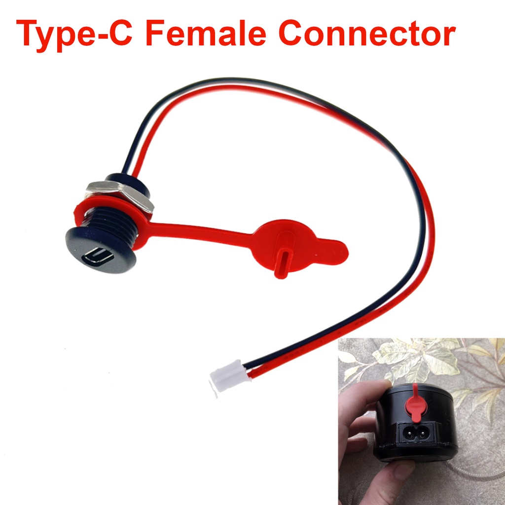 USB Tipo C 2PIN Com Cabo Tampa À Prova D'água Assento Fêmea Soquete De Carregamento De Alta Corrente Porca PH2.0 Conector De Placa De Travamento