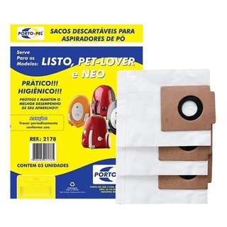 3 Saco Descartável P/ Aspirador Eletrolux - Listo, Neo, Pet Marca Portopel