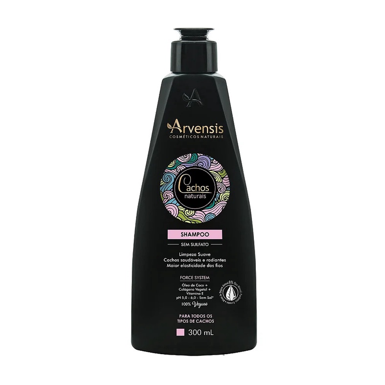Shampoo Cachos Naturais Sem Sulfato (Todos Cachos) Arvensis -300Ml - Todo Tipo de Cabelo