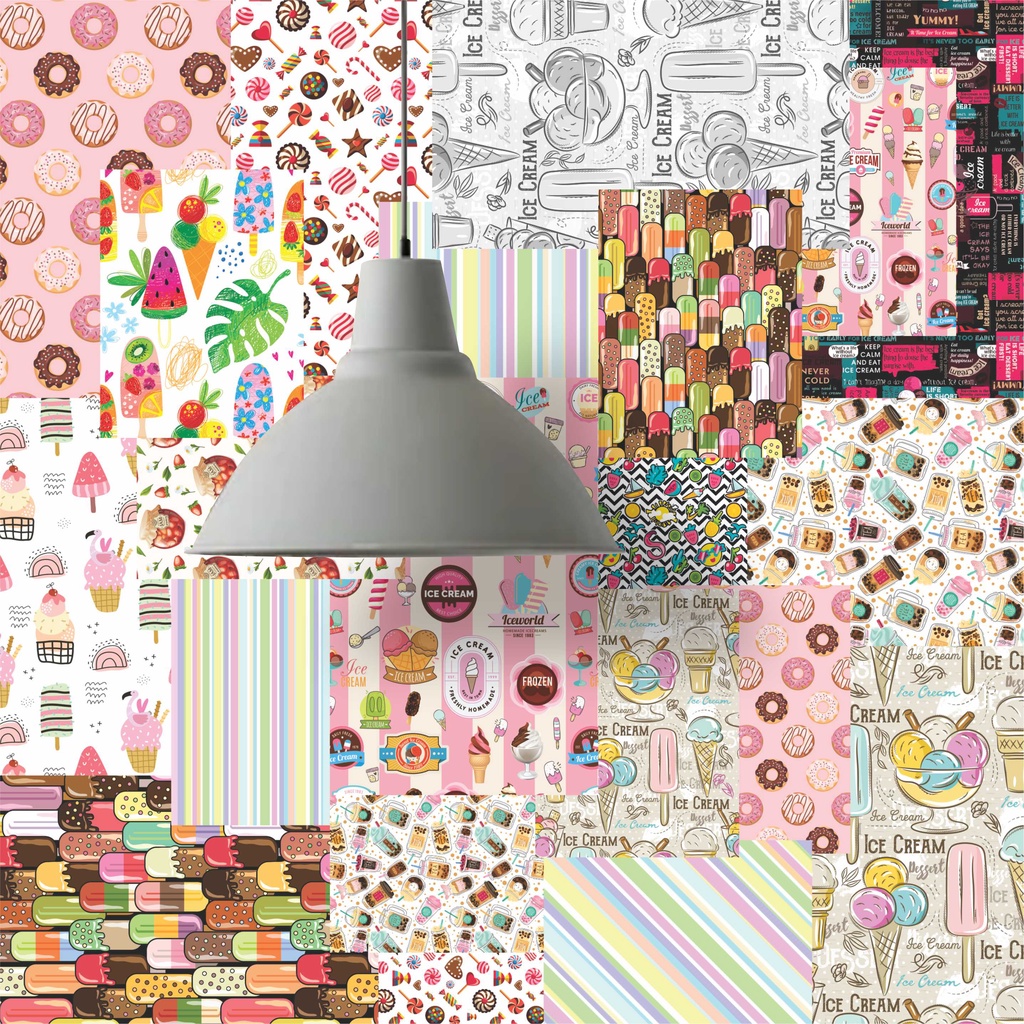 Lambe Lambe Adesivo Kit Cartaz Doces Guloseimas Donuts Sonho Picolé Sorvete L364