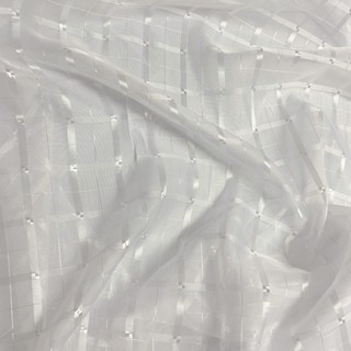 Tecido Voal Voil Xadrez Quadriculado Branco - 3m largura Para Cortina E Festas