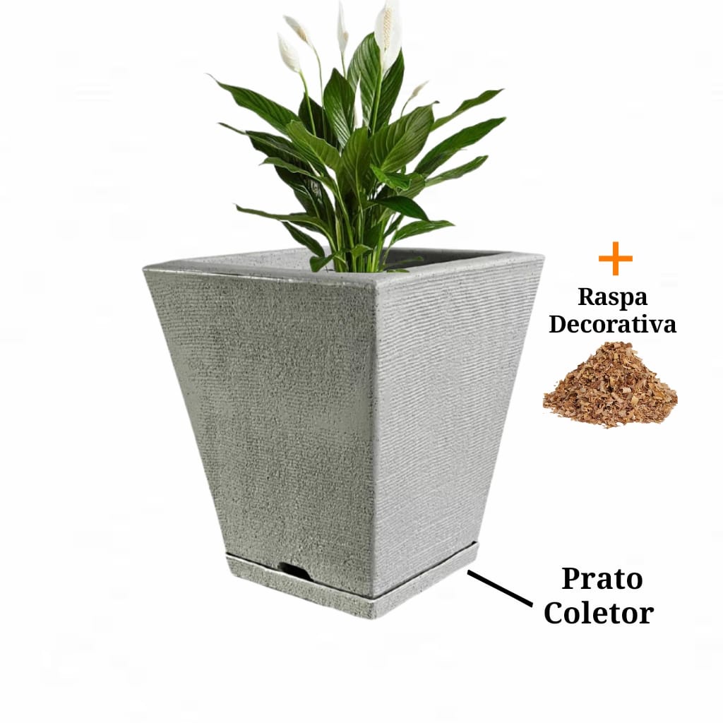 Vaso Decorativo de Planta em Polietileno Coluna Quadrada N1 com prato em Oferta na Shopee