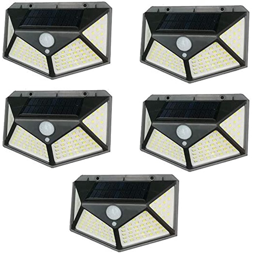 Kit 5/6/10 Luminária Solar 100 Leds Sem Fio à Prova D' Água Externa 3 Modos Iluminação Casa Decoração