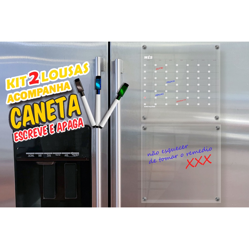 Quadro Planner De Parede Magnético Semanal Mensal Acrilico Transparente + Caneta com apagador