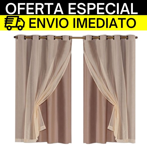 Cortina Blackout Blecaute Corta 100% a Luz  Voal Liso 2,00 x 1,40 Metros Sala Quarto Casal...