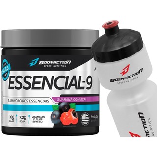 Essencial 9 Eaa Aminoácidos Essenciais + Garrafa Squeeze Bodyaction em Oferta na Shopee
