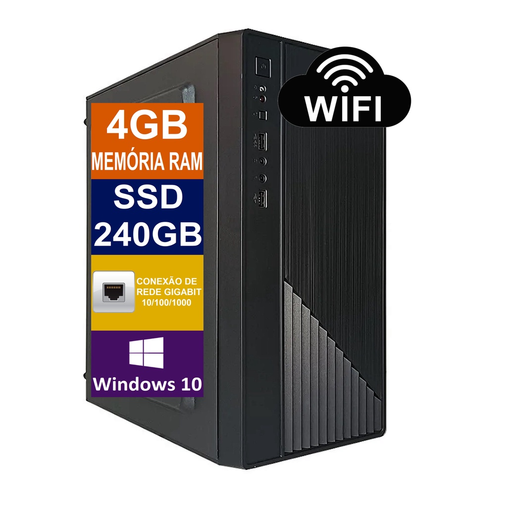 Pc Computador CPU Intel Core I3 / SSD 240GB M2 NVME / 4gb Memória Ram + Windows 10 - HDMI e VGA