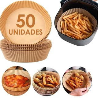 Tapete Redondo De Papel Descartável Air Fryer Antiaderente Para Cozimento 50 Unidades