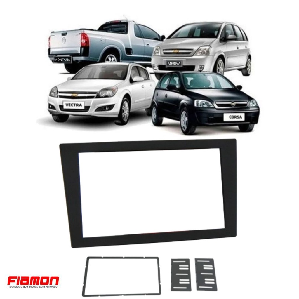 Moldura 7 Polegadas 2 Din Vectra Gt Meriva Corsa Montana cor Preta Fiamon