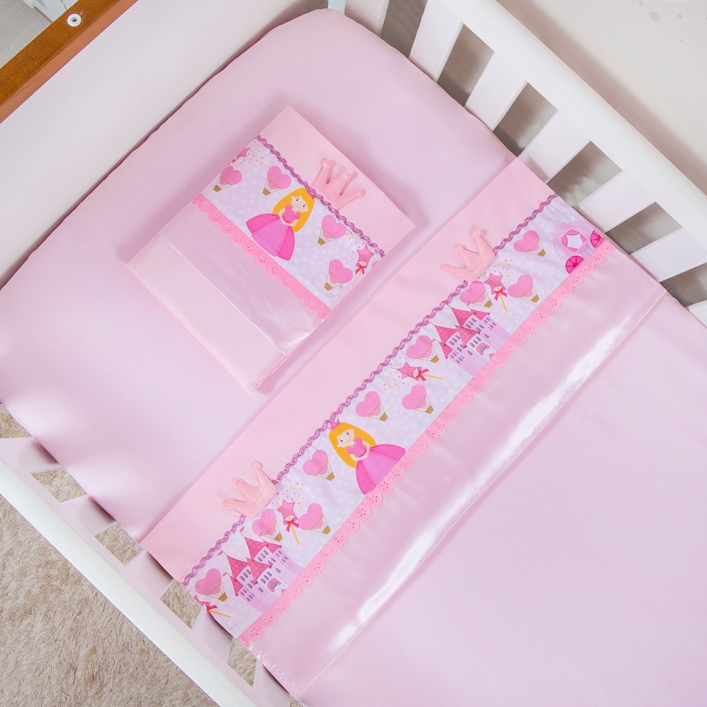 Jogo 3 Peças Lençol 130x70cm Berço Americano Padrão Percal 400 fios Antialérgico