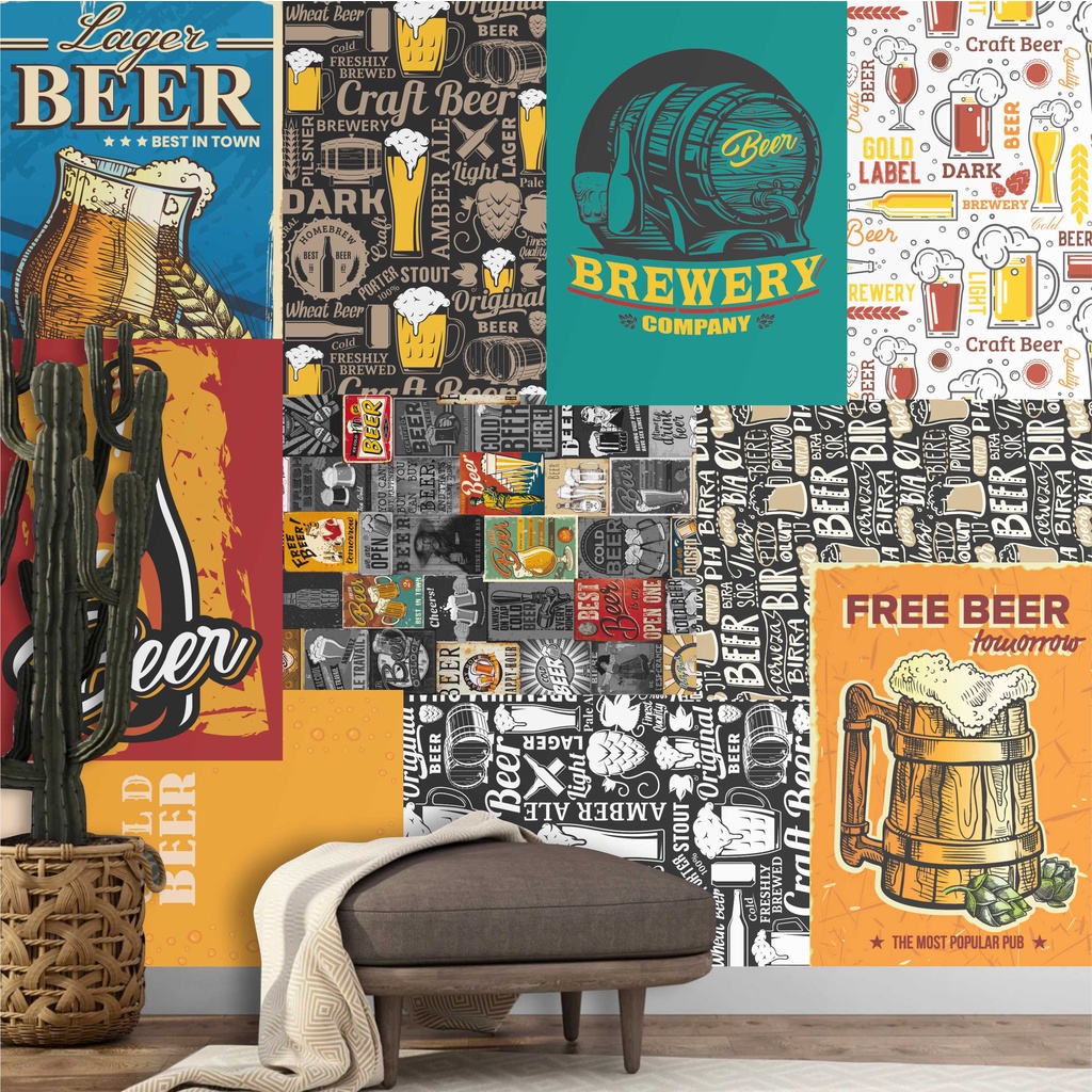 Lambe Lambe Adesivo Kit Cartaz Cerveja Chopp Bebida Bar Retro Vintage L89