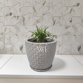 Vaso Polietileno para Plantas decorativo casa Jardim diamante 3D Nº1 (23x19) + Prato