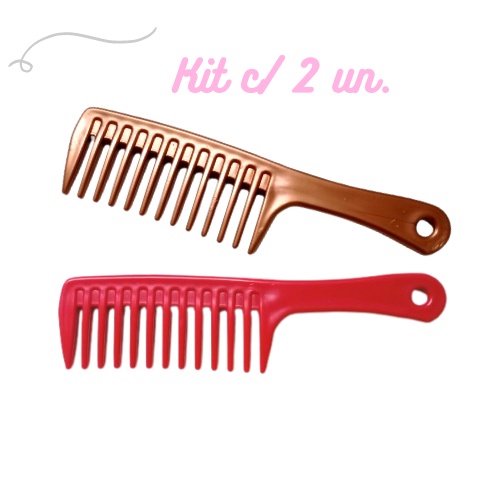 Pente Feminino Grande Kit 2 un. Dentes Largos Para Pentear e Desembaraçar os Cabelos