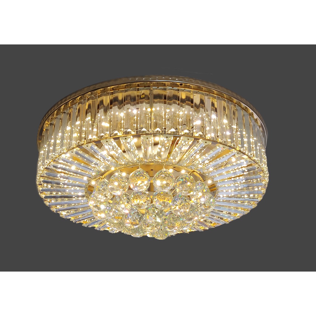PLAFON DOURADO LED CRISTAL VIDRO SALA DE ESTAR QUARTO JTL