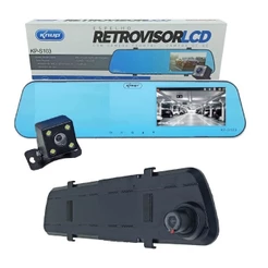 Câmera De Ré + Frontal C/ Gravação + Espelho Retrovisor Lcd + kit intalação 4,3"