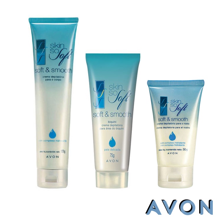 Creme Depilatório Skin So Soft Avon com Complexo Hidratante: Área do Biquíni, para o Rosto ou para o Corpo (Soft & Smooth)