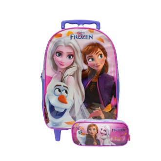 Kit Mochila Infantil de Rodinha da Frozen com Estojo Volta as Aulas Para Meninas