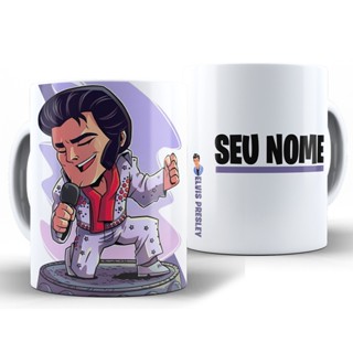 Caneca ELvis Presley Personalizada Com Nome + Caixa Xícara 325ML Cerâmica