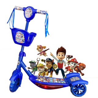 Patinete Infantil Patrulha Canina Musical Cesta Luzes 3 Rodas