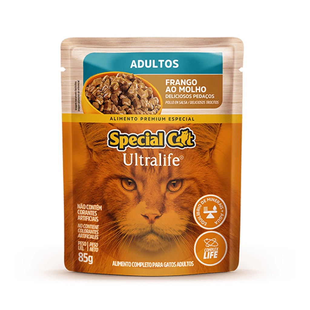 Ração Úmida Special Cat Adultos Sachê Sabor Frango Ao Molho 85g