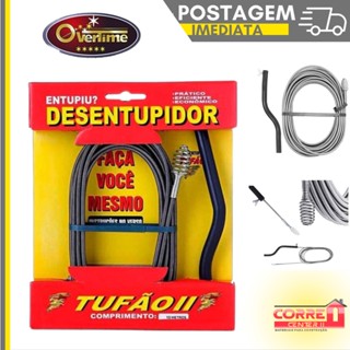 Desentupidor Com Mola Tufão 5 metros e 10 metros Para Pias, Ralos, Tanques Saída de Lavadoras