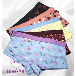 Kit 5 Calcinha Infantil Estampada Suede Boxer Girl Boyshorts Calcinhas Box Cueca Para Menina