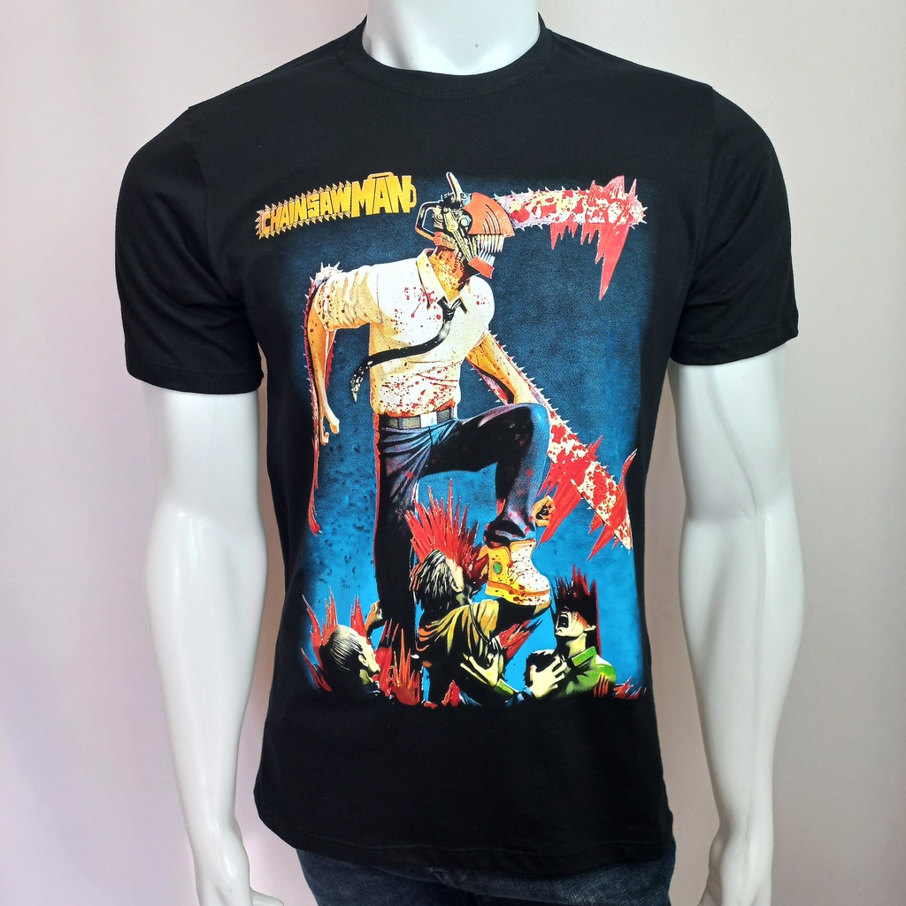 Camiseta De Anime Chainsaw Man Denji Blusa 100% Algodão Camisa Anime Serra na Cabeça