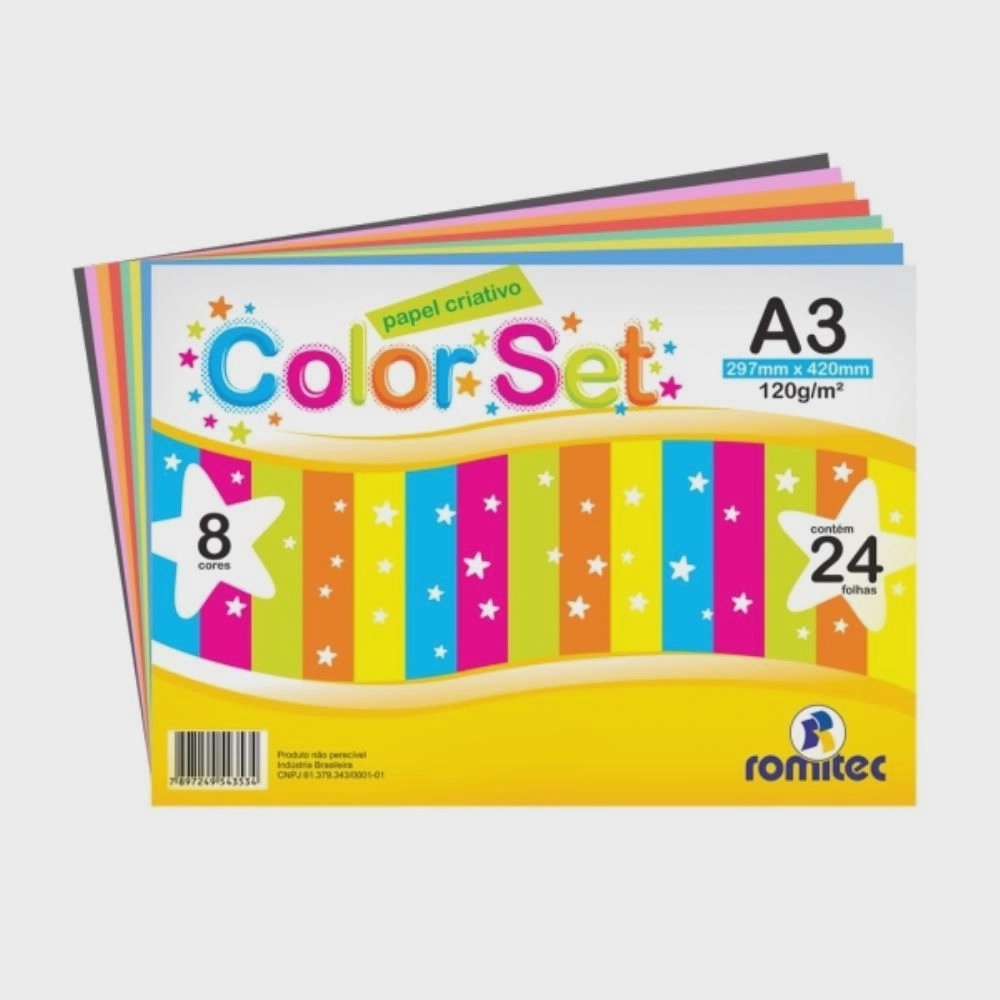 Papel Criativo Color Set A3 120g 24 Folhas Romitec Shopee Brasil 4942