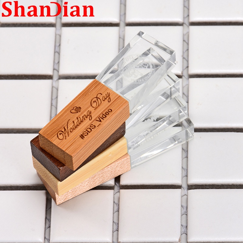 Pendrive USB 2.0 De Cristal De Madeira , Pen drive Com Logotipo Personalizador, Memória De 32GB De 16GB , 8GB , 4GB