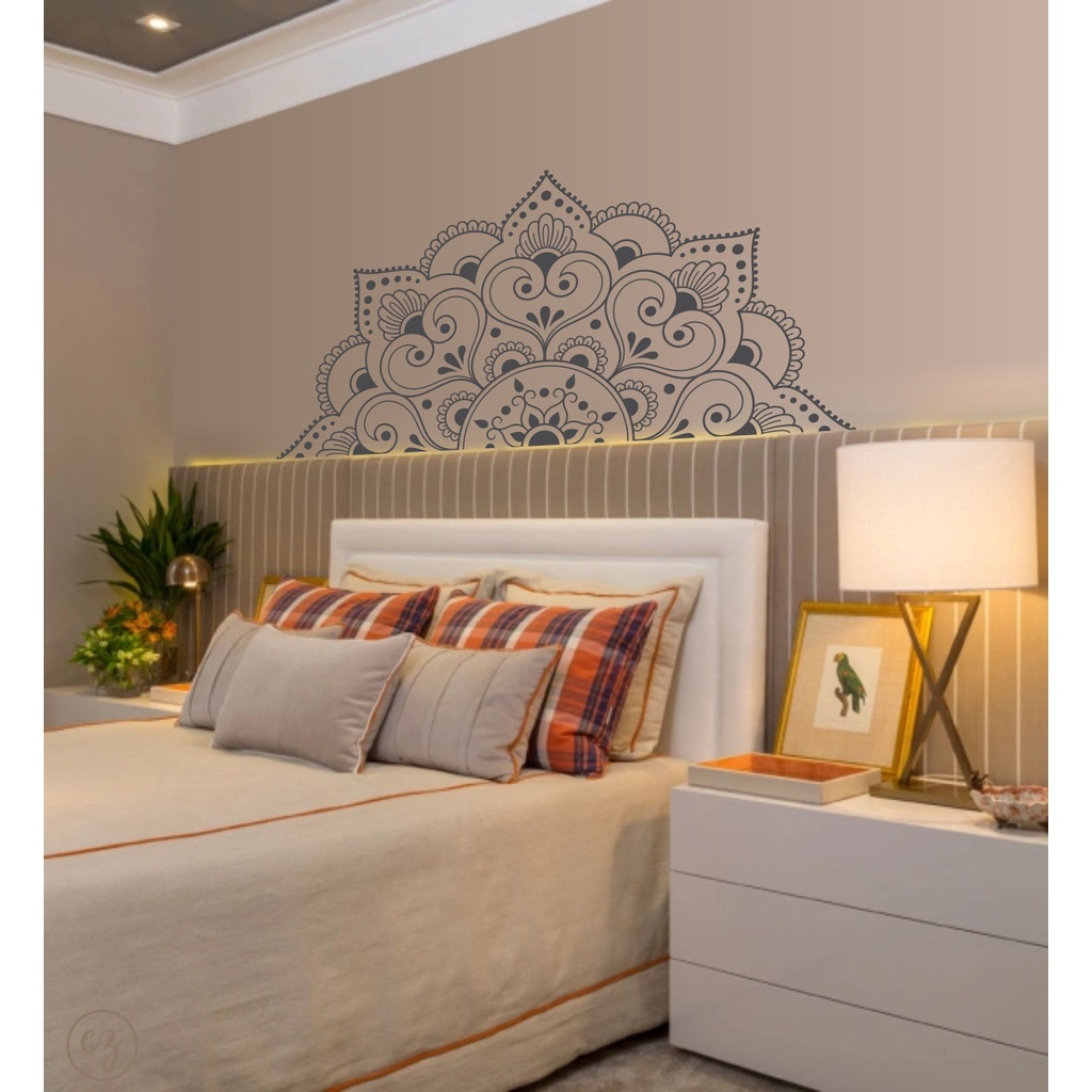 Meia Mandala Anne Grande 160x80cm Adesivo Parede Cabeceira Decoração Quarto Sala Teto Fácil Aplicação