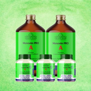 Kit Monovim Pro A Original Crescimento Capilar Acelerado Tratamento Completo Cosméticos e Cápsulas