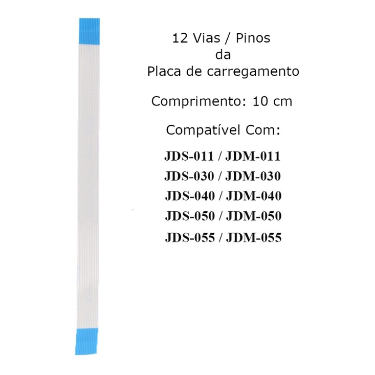 Cabo Flat Placa Usb Controle Ps4 Jds 011 / Jds 020 / Jds 030 / Jds 040 / Jds 050 / Jds 055 - 12 Vias Pinos