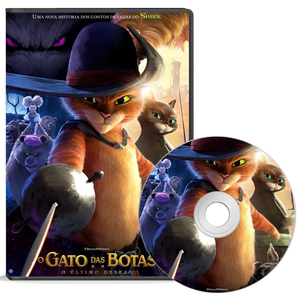 DVD Gato de Botas 2 O Último Pedido LANÇAMENTO - Séries Filmes Dreamworks Dublado - ALTA QUALIDADE DVD Autorado *PROMOÇÃO*