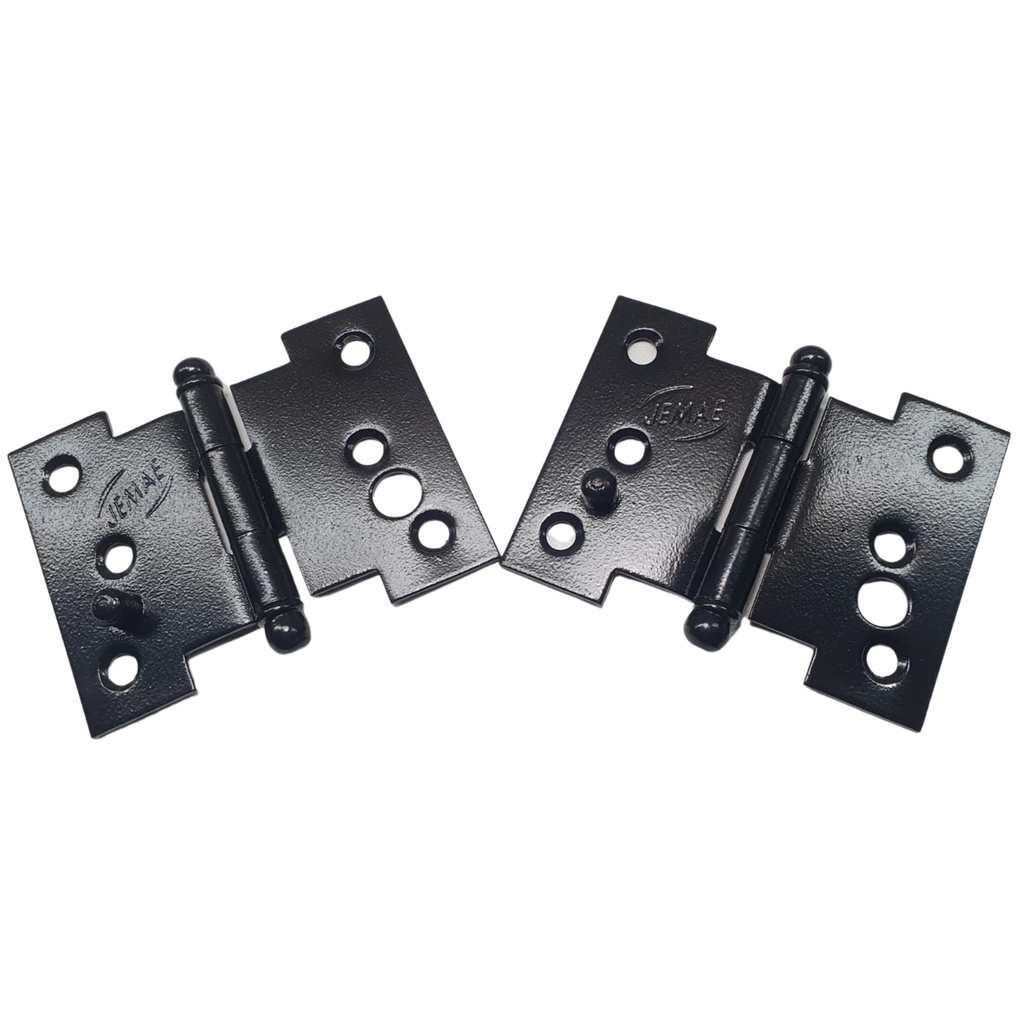 Kit 2 Dobradiça Palmela Preta 3" Para Janela Colonial Com Pino de Segurança e 6 Parafusos
