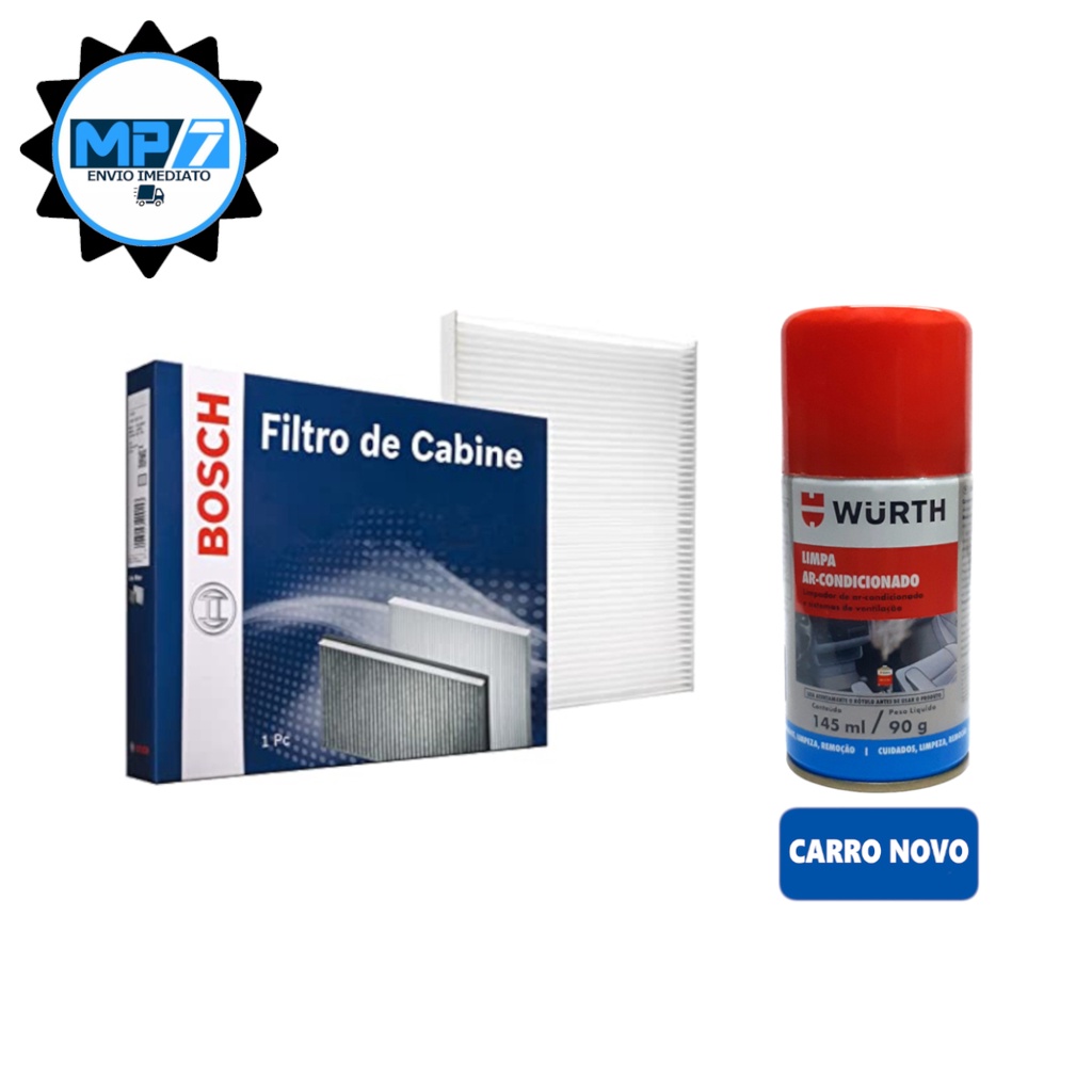Filtro Cabine Ar Condicionado Bosch Nissan March Versa + Spray Higienizador Carro Novo Wurth