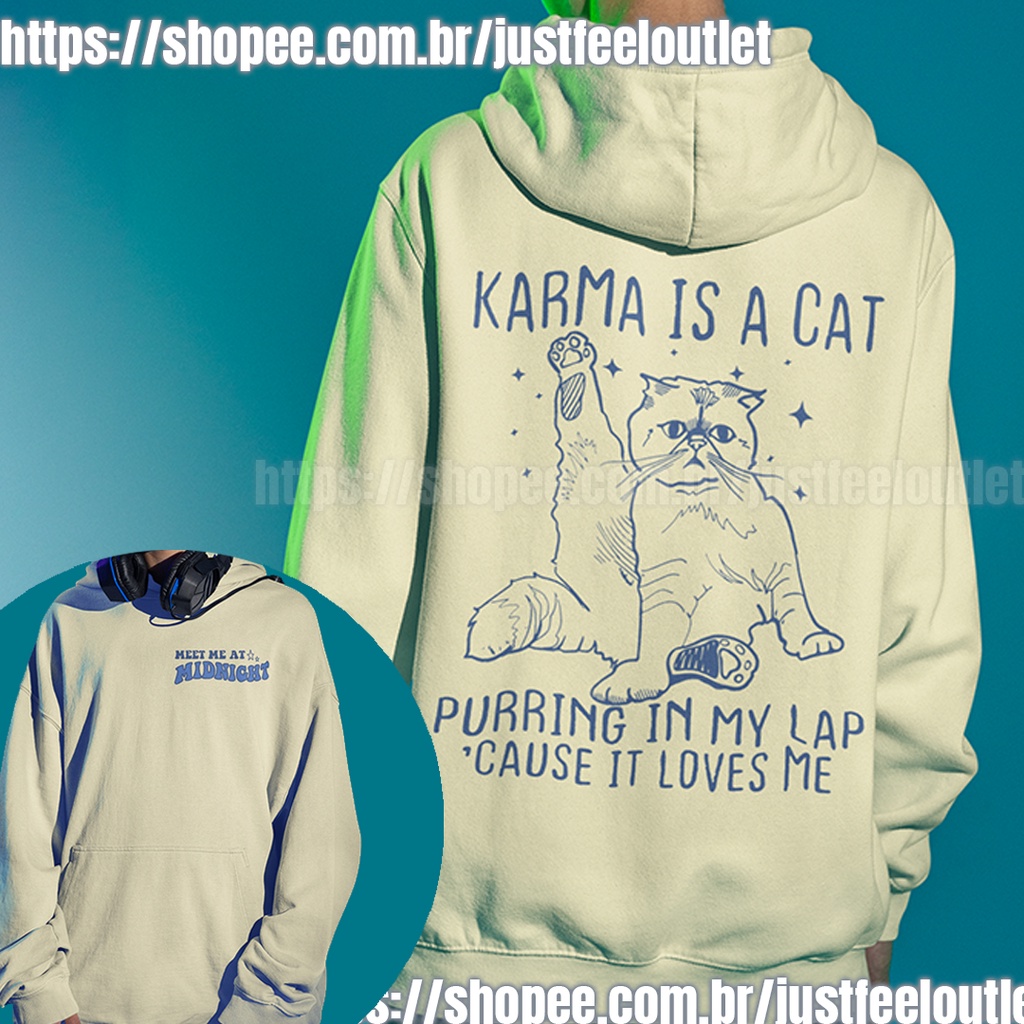 Moletom Canguru Unissex Taylor Swift Karma Is A Cat em Oferta na Shopee