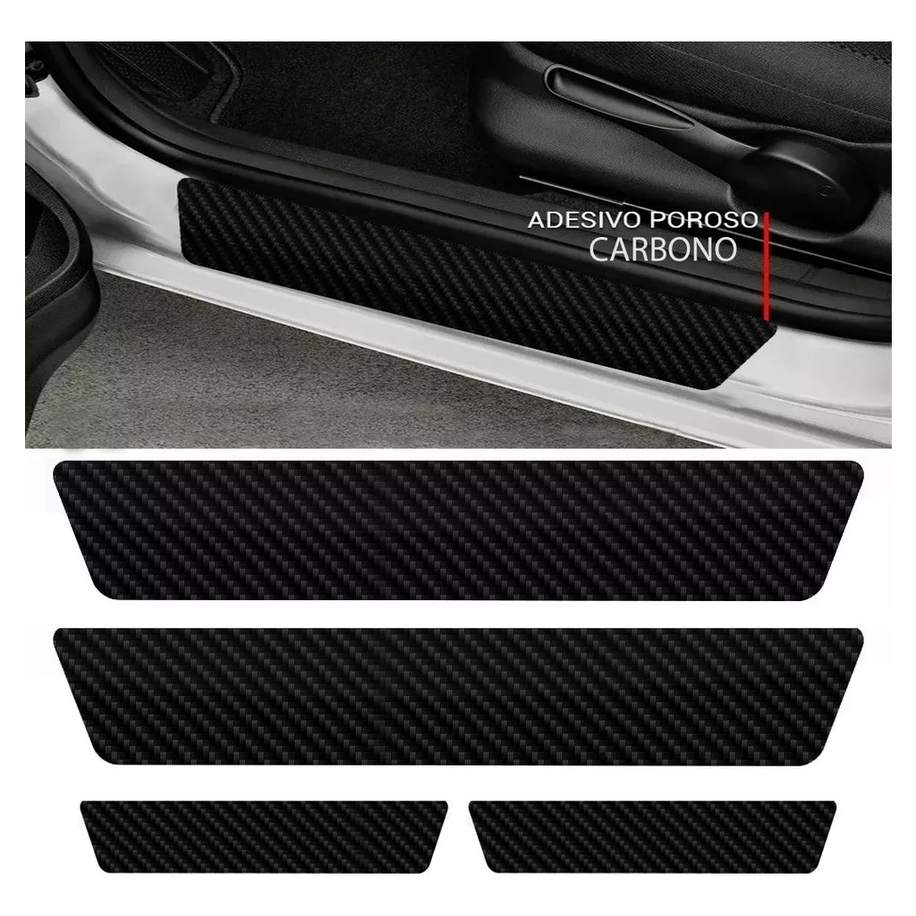 Kit Adesivo Protetor Fibra Carbono De Porta Universal Carro